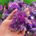 Home Decoration 80-100g Crystal Quartz Cluster Natural deep Purple Electroplating Titanium Coating Cluster s Stone Crystal Reiki