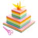 1000 Sheets Origami Paper Assorted Sizes DIY Paper Crafts Double Sided Square Paper for Kids Fold Cranes, Rose, Flowers, Rabbit, Airplanes, Hearts, Dinosaur in 10 Colors