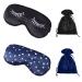 Sleep Mask Silk Sleep Eye Mask Sleeping Mask Eyelash Style Black Satin Eye Mask for Sleeping Cute Dark Blue Soft Sleep Mask with Adjustable Strap&Silk Bag Eye Cover for Sleeping for Women(2+2Pack) Black+blue