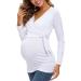 Love2Mi Women Maternity Breastfeeding Top - Long Sleeve V-Neck - Cute Maternity Clothes in White - Size M - Buy Online on GoSupps.com