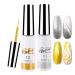 Gel Liner Nail Art Silver Gold Glitter Nail Design Polish Painted Gel Nail Polish Set 2Pcs Soak off Curing Requires 8ml Build in Thin Brush for Home Manicure DIY Nail Decoration Dotting Painting Pen Glitter Gold & Glitter Silver