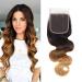 Ombre Hair Extension 3 Tone Blonde Lace Closure 4x4 Swiss Lace Free Part Closure with Baby Hair Body Wave Hair Long Blond Remy Hair Closure for Women 1b/4/27 Closure 18 Inch 18 inch 1B/4/27 closure body wave