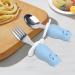 Vicloon Baby Fork and Spoon Set - 2PCS Silicone Stainless Steel Cutlery for Children | Ergonomic Design for Self-Feeding | Short Handle Training Tableware (Hippo) - Buy Online on GoSupps.com