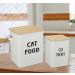 Pet Food and Treats Containers Set with Scoop | Beige Powder-Coated Carbon Steel | Tight Fitting Wood Lids | Storage Canister Tins for Cats or Dogs - Buy Online on GoSupps.com