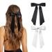 2 PCS Bow Hair Clips Hair Bows for Women Girls - Big Bowknot Hairpin French Hair Clips with Silky Satin Ribbon Solid Color Hair Barrettes (Black+White)