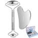 Supergiant Stainless Steel Face Roller and Gua Sha Set for Fine Lines and Wrinkles | Skin Care Tools with Travel Pouch - Silver - Buy Online on GoSupps.com