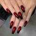Uranian Coffin Press on Nails Long Black Fake Nails with Designs Ombre Glossy False Nails Full Cover French Tip Nails Halloween Acrylic Nails for Women and Girls (24pcs) Red-Ombre