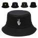 Cotton Bucket Hat for Women Men Summer Travel Sun Beach Bucket Cap, Unisex Outdoor Fisherman Hat Skeleton Fingers Black