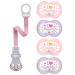 MAM Original I Love Mummy & Mam Original I love daddy // "Skin Soft" Silikon Schnuller 6-16 // 4er Set // Girl // incl. 2 Sterilization transport boxes