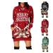 OUNAR Womens Ugly Christmas Sweater Christmas Dress Snowflake Merry Xmas Mini Dress Pullover Hooded Sweatshirt Elk Red Small