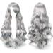 YEESHEDO 32" 80 cm Long Wavy Curly Hair Cosplay Wigs with Bangs for Women Girls Heat Resistant Synthetic Wig for Party Costume Anime Halloween (Grey)