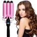 3 Barrel Curling Iron Hair Waver Hair Curler 1 Inch Professional Salon Ceramic Curling Iron New Hair Styling Tools with LCD Display (Pink) Pink With Lcd