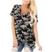 Evangelia.YM Women's V Neck Blouses T-Shirts Short Sleeve Camouflage Tie-Dyed Floral Printed Leisure Loose Tunic Tops