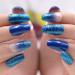 24 Pcs Fake Nails for Women Press on Fake Nails Blue Gradient Fake Nails with Jelly Glue Glitter Artificial False Nails French Oval Fake Nails for Women Girls Daily Decoration - Buy Online on GoSupps.com