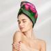 Colorful Flowers & Bird Coral Velvet Dry Hair Cap | Anti-Frizz Caps with Buttons for Curly Long & Thick Hair - International Shipping - Buy Online on GoSupps.com