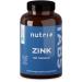 Nutri + zinc tablets 25mg - vegan + high dose - 180 zinc tablets for skin + hair - zinc glycinate without additives/magnesium stearate - elementary zinc chelat