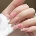 IMSOHOT 24Pcs Round Fake Nails Cute Peach Oval Press on Nails Long False Nails with Designs Glossy Full Cover Glue on Nails for Women and Girls 14