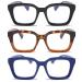 DXYXYO Reading Glasses 2.0 Women Blue Light Blocking Mens Oversized Rectangle Computer Readers 3 Pack Retro Fashion Oprah Style Square Black+leopar+blue 2.0 x