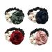 LOVEF 4Pcs Korean Fashion Pearl Hair Rope Rose Flower Hair band Rhinestone Hair Ties Rubber Band Hair Jewelry