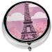 Paris Eiffel Tower Mini Round Pill Box - 3 Compartment Travel Pill Organizer | Portable Medicine Case for Home & Office - Buy Online on GoSupps.com