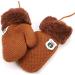 0-3Y Kids Knitted Mittens | Soft Plush Winter Gloves with Neck String | Khaki - Buy Online on GoSupps.com