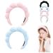 MUNTICO Spa Headband for Women  Sponge Make Up headbands  Spa Headband for Washing Face  Skincare Headband  Terry Cloth Headband for Make up Removal  Shower (Blue+Pink)headhands