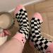 Akamas 4 Couple Black & White Checkered Ladies Socks - Smiling Face Pattern Colorful Breathable Cotton Crew Socks Perfect Gift for Girls - Buy Online on GoSupps.com