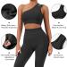 OMKAGI One Shoulder Workout Set for Women | Seamless Sports Bra & Scrunch Butt Leggings | Gym Outfit Medium Black - Buy Online on GoSupps.com