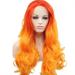 Melody Wig Orange Ombre Synthetic Lace Front Wigs Red Orange Body Wave Free Part 180% Density Half Hand Tied Heat Resistant Fiber Hair for Women 24 orange red