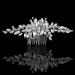 Handcess Wedding Hair Comb with White Opal Stones & Crystals | Elegant Blue-Tone Bridal Jewelry - Buy Online on GoSupps.com