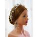 JWICOS Bride Hair Accessories Pearl Headband Earrings Set Pearl Hair Vine Headpiece for Wedding Evening Party