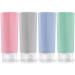 OPRET 4 pieces silicone travel bottles set 100ml travel bottles to fill Cosmetics Shampoo liquids leak -proof refillable empty travel set Travel size container Travel Bottles Set Travel Kit 4x100ml blue green pink gray