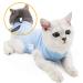 Ouuonno wound surgery recovery suit for cats in abdominal wounds or skin diseases after operation pajama suit e-collar alternative for cats Blue S