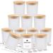 SUPMIND 12 Pack Glass Candle Jars-10 OZ Frosted Empty Candle Jars with Bamboo Lids and Sticky Labels Bulk Candle Jars for Making Candles Containers - Dishwasher Safe Frosted 12pcs