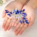 Flayem Wedding Hair Side Comb Bridal Blue Rhinestone Headpieces Flower Leaf Hair Comb Bride Bridesmaid Hair Accessories for Women - Buy Online on GoSupps.com