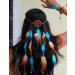Jumwrit Bohemian Dreamcatcher Feather Headband Indian Gypsy Headpiece with Blue and Brown Feather Tassel Elastic Band Beaded Hairband Hippie Costume Accessories for Women and Girls