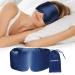 Mulberry Silk Sleep Mask Luxury Eye Mask for Sleeping for Women Men with Adjustable Band Eye Cover for Sleeping with Soft Pressureless Blackout Design in Large Size for Back and Side Sleeper Marine Blue
