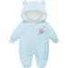 Vine Baby Hooded Fleece Romper Snowsuit Blue 0-3 Months | Infant Footed Jumpsuit Outfit - Buy Online on GoSupps.com