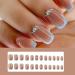 24-Piece Angular Nails Set | Short Glitter French Press-On Ballerina Nails | Blue Border Square Fake Nails for Women & Girls - Buy Online on GoSupps.com
