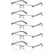 EYECEDAR 5-Pack Reading Glasses for Men Blue Light Blocking Metal Half Frame Gunmetal Gray Spring Hinges Readers 1.75 5 Pairs Gunmetal 1.75 Diopters