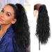 24" Corn Wave Ponytail Extension Claw Clip on Ponytails Wavy Curly Hair Extensions Jaw Pony Tail Hairpiece Jet Black 24inch (Pack of 1) Yaki-Jet Black