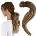 Easyouth braid hair extension real hair wrap around real hair braid extensions 12 inch color medium brown mix honey blonde and medium brown 70g clip in braid extensions ponytail #4/27 cm 1-26 py #4/27/4