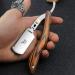 manual razors redwood handle shaver men's shaving razor professional barber Hair cut razor change blade type shaving knife Professional Straight Edge Razor with 10 both Edge Blades stainless blades… HLC
