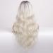 EMMOR Ombre Platinum Blonde Long Curly Wig with Bangs - Heat Resistant Synthetic Hair for Natural Daily Look - Buy Online on GoSupps.com