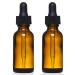 Amber Glass Bottles with Eye Droppers (1 oz, 2 pk) For Essential Oils, Colognes & Perfumes, Blank Labels Included