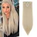 26" Long Straight Clip in Hair Extensions Full Head 8Pcs 18Clips Ombre Colorful Synthetic Hair Clip in Hairpiece Ash Blonde mix Bleach Blonde Ash Blonde mix Bleach Blonde 26 inch
