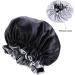 SHFANYUA Satin Silk Bonnet for Women - Adjustable Double-Layer Black Shower Cap for Hair Protection and Braid Care - Buy Online on GoSupps.com