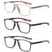 MMOWW 3-pack reading glasses men women sporty-anti-blue ultra light tr90 frame computer glasses work reading aid 3 mix color 2.0 x