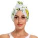 Watercolor Yellow Lemons Hair Towel 2 Pack Super Absorbent Hair Drying Towel Quick Dry Hair Turbans Head Towel with Button Twisty Wrap for Women Girls