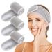 KinHwa 3 Pack Spa Facial Headband Makeup Hair Band Women Skincare Adjustable Microfibre Headband for Washing Face Sports Yoga Lightgray Lightgray 3 Count (Pack of 1)